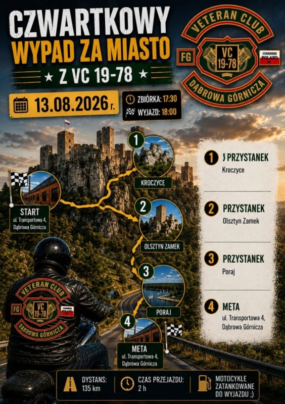 Czwartkowy wyjazd motocyklowy z VC 19-78 Dąbrowa Górnicza 2026